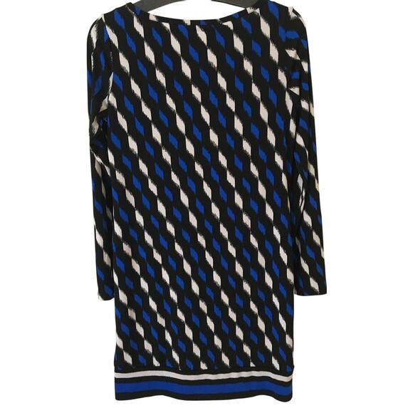 Michael Kors Long Sleeve Scoop Neck Black Blue & White Dress Size Small - Picture 2 of 3
